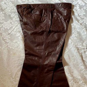 North Beach Brown Full Leather Pants